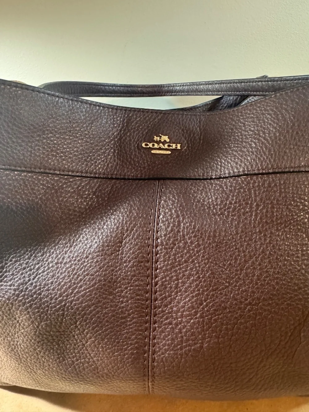 Coach Lexy Pebbled Leather Shoulder Bag Brown F57545